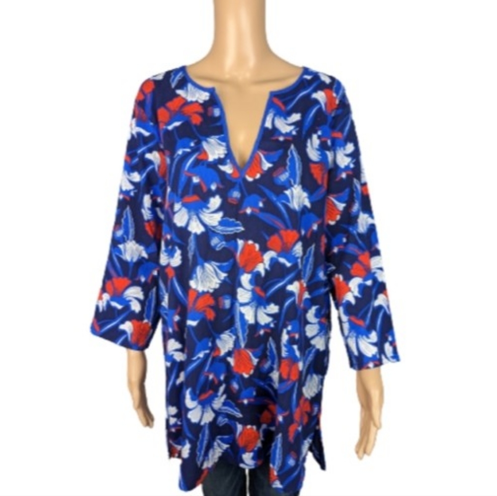 J. Crew Factory Floral Crinkle Tissue Tunic XL